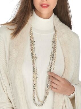 WHBM Neutral Convertible Multi Strand Necklace